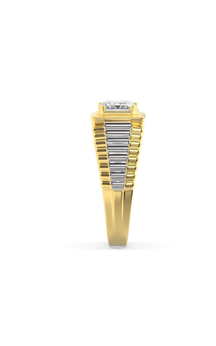 2.5CTW Emerald Shaped Lab Grown Diamond (F/VS) Mens Ring in 14K Gold