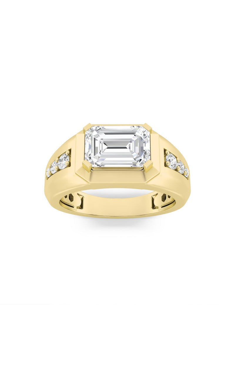 3.25CTW Emerald Shaped Lab Grown Diamond (F/VS) Ring in 14K Gold