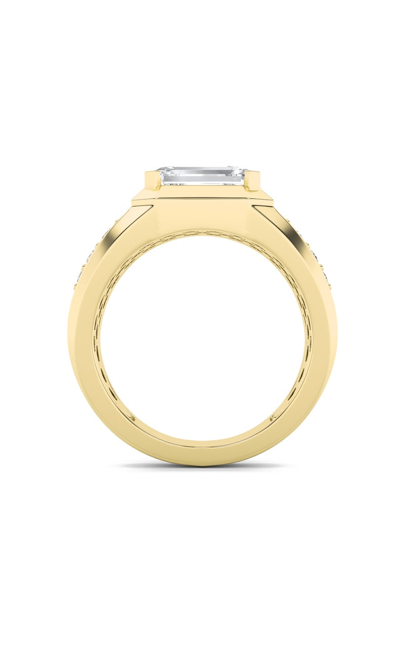 3.5CTW Emerald Shaped Lab Grown Diamond (F/VS) Mens Ring in 14K Gold