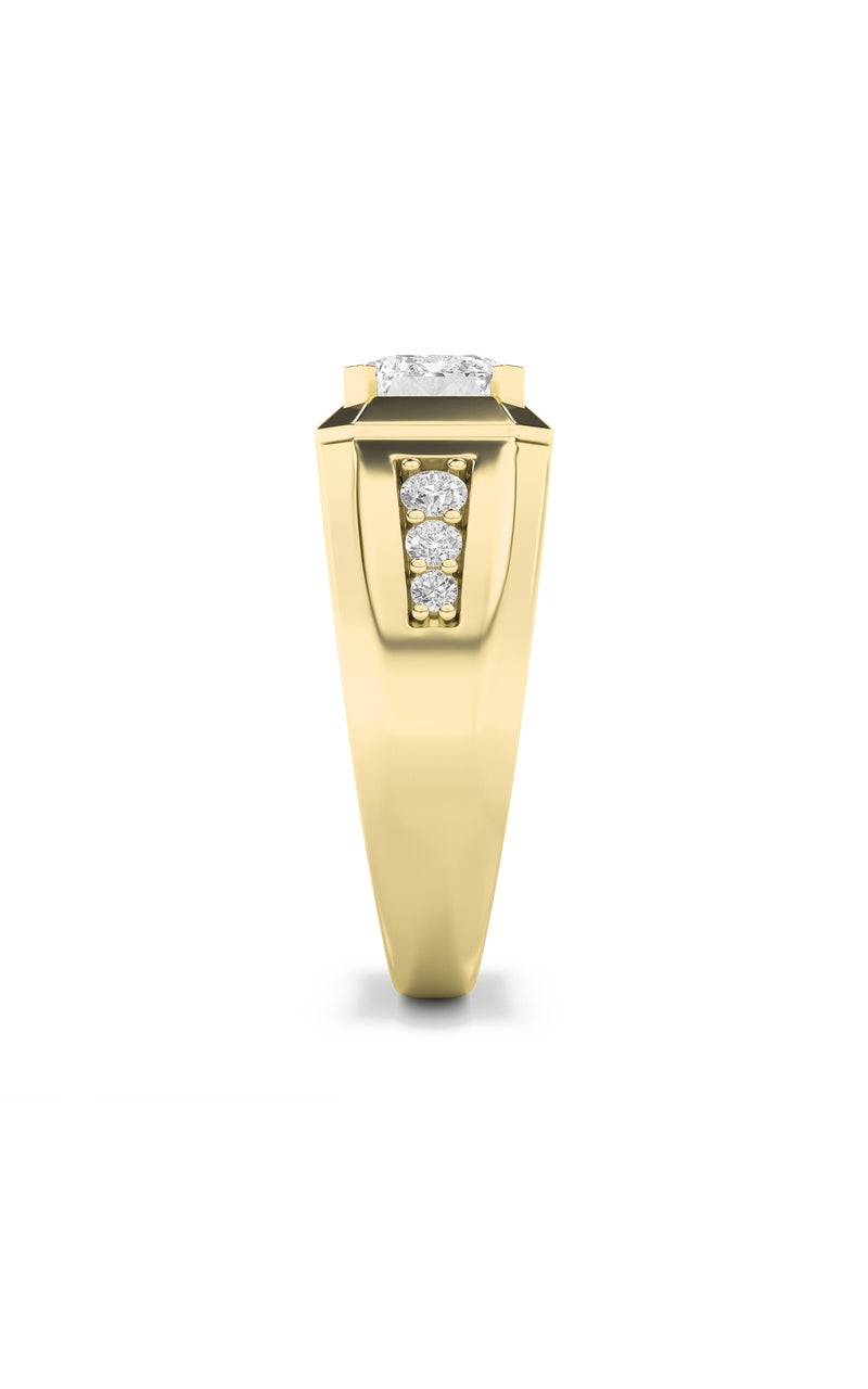 3.5CTW Emerald Shaped Lab Grown Diamond (F/VS) Mens Ring in 14K Gold