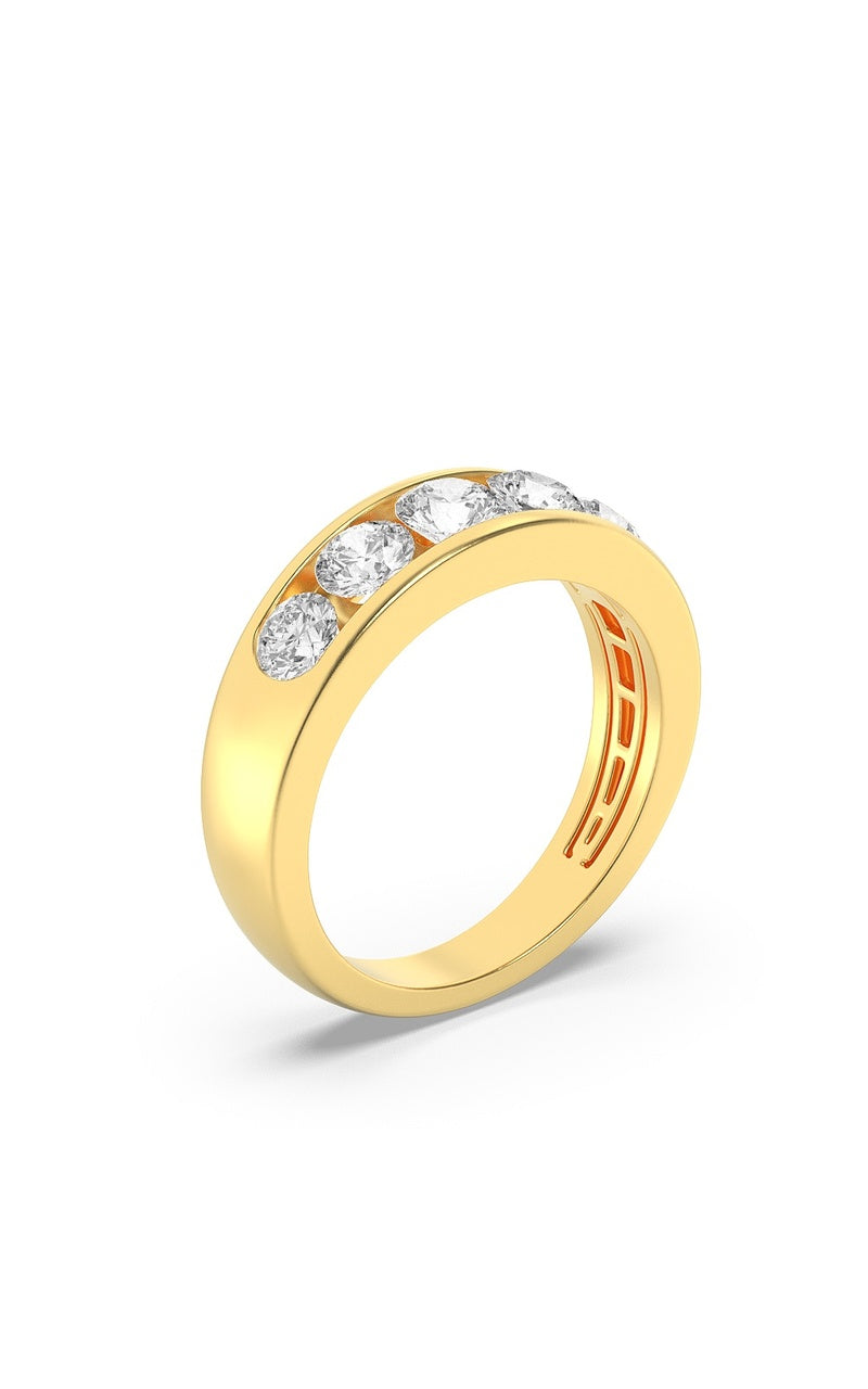 2CTW Round Shaped Lab Grown Diamond (F/VS) Mens Ring in 14K Gold