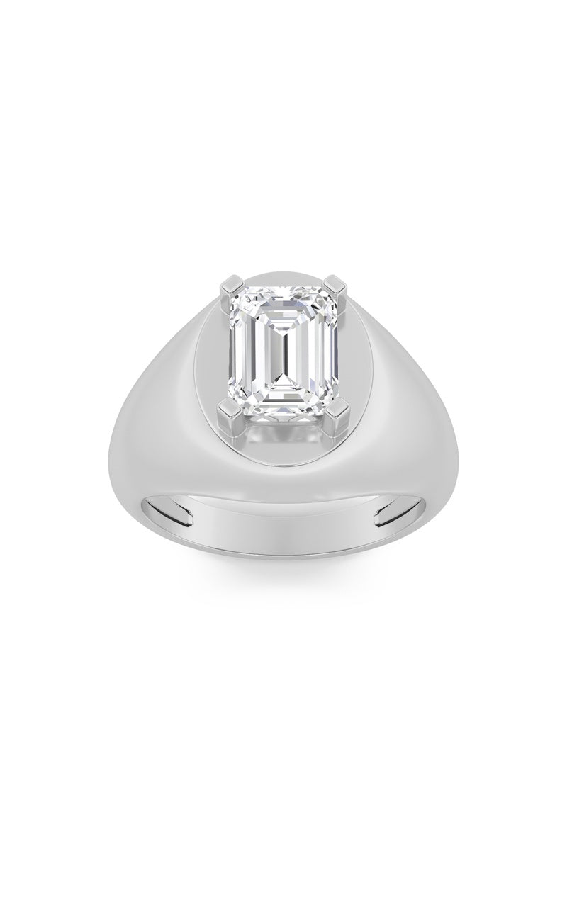 3Cttw Emerald Shaped Lab Grown Diamond (F/VS) Men's Ring in 14K Gold
