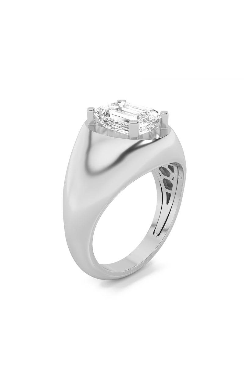 3CTW Emerald Shaped Lab Grown Diamond (F/VS) Men's Ring in 14K Gold