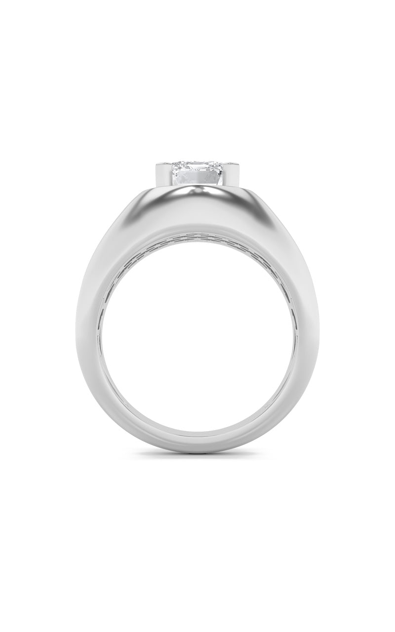 3Cttw Emerald Shaped Lab Grown Diamond (F/VS) Men's Ring in 14K Gold