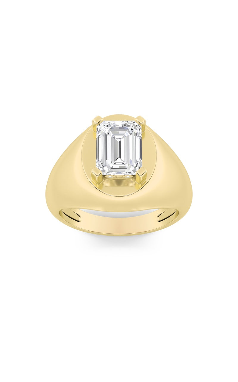 3CTW Emerald Shaped Lab Grown Diamond (F/VS) Men's Ring in 14K Gold