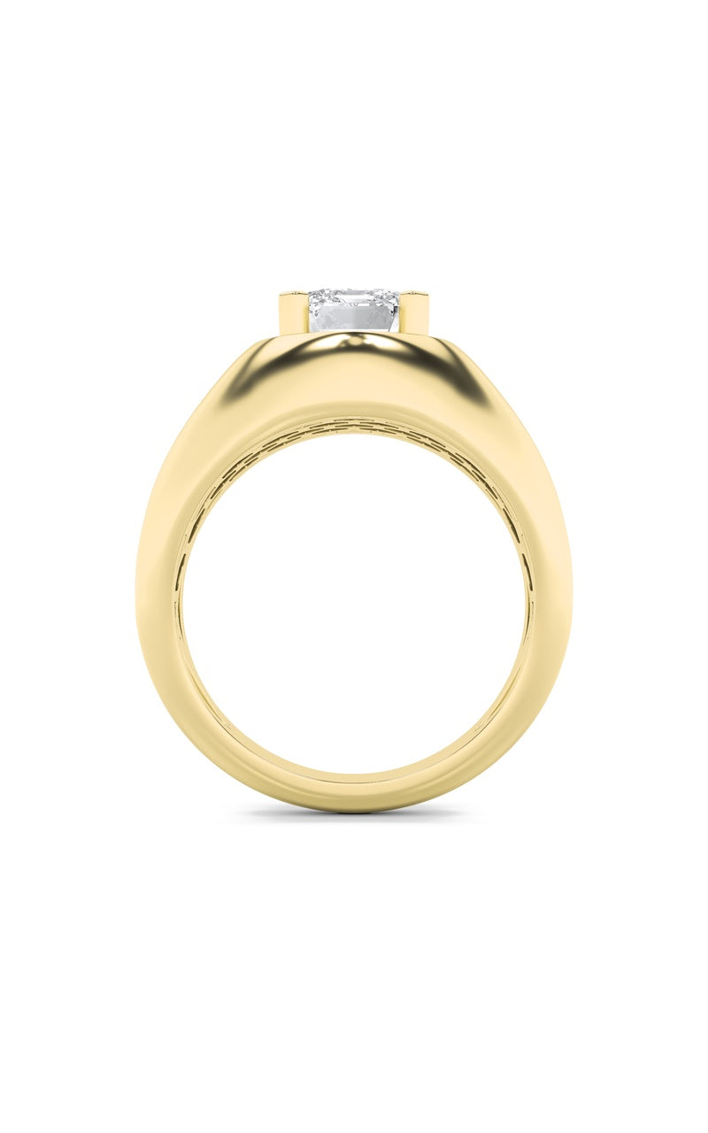 3Cttw Emerald Shaped Lab Grown Diamond (F/VS) Men's Ring in 14K Gold