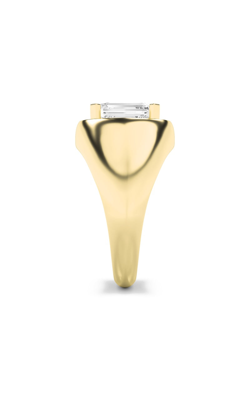3Cttw Emerald Shaped Lab Grown Diamond (F/VS) Men's Ring in 14K Gold