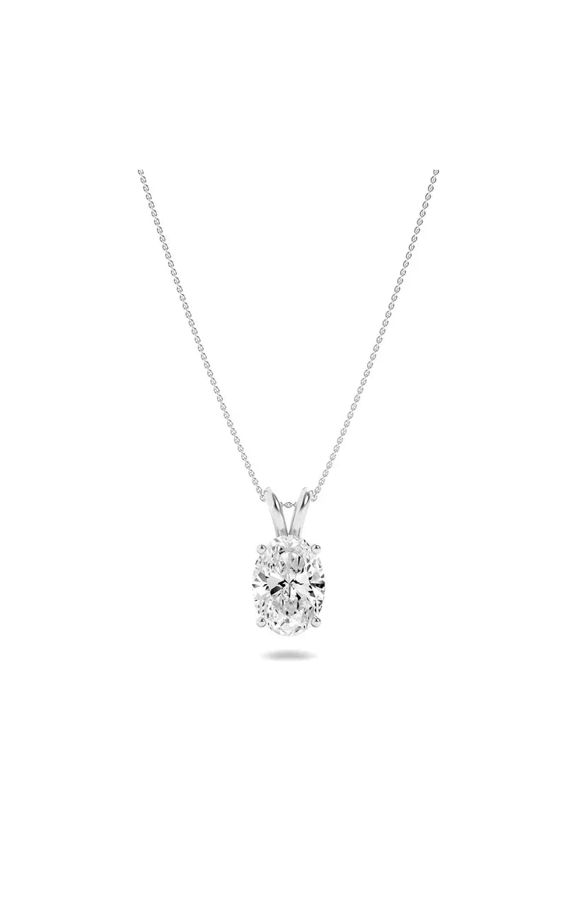 2Cttw Oval Shaped Lab Grown Diamond (F/VS) Split Bale Solitaire Pendant in 14K Gold