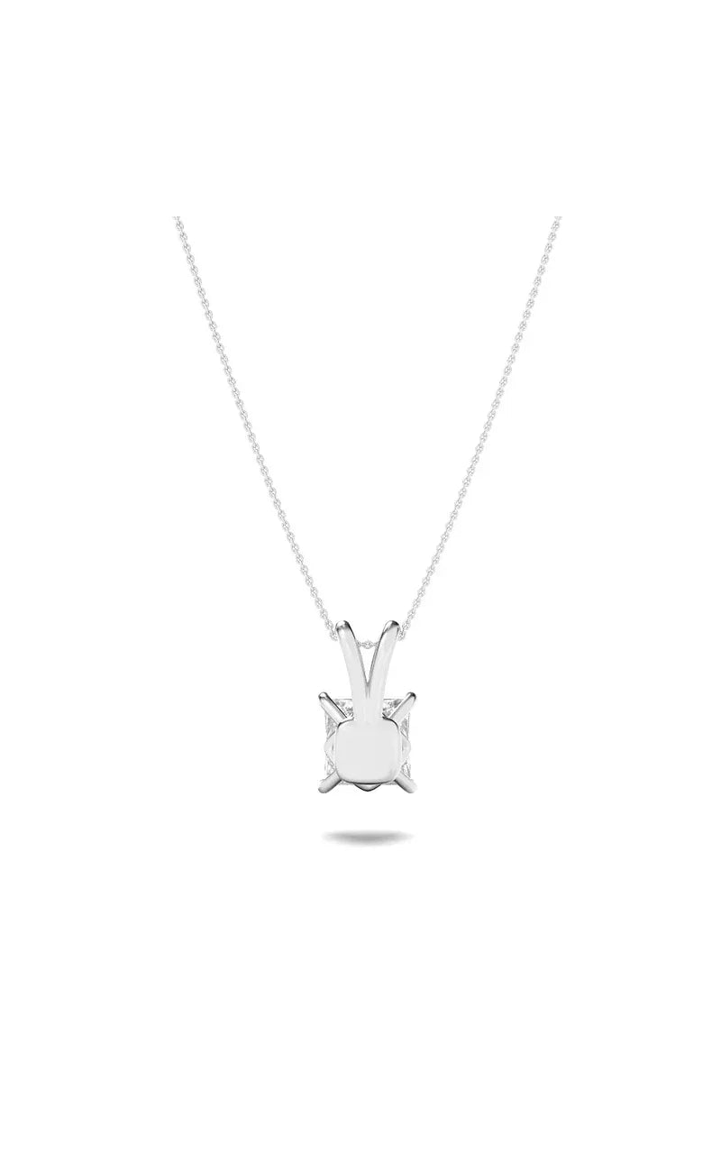 2Cttw Princess Shaped Lab Grown Diamond (F/VS) Split Bale Solitaire Pendant in 14K Gold