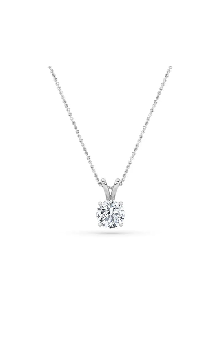 2Cttw Round Shaped Lab Grown Diamond (F/VS) Split Bale Solitaire Pendant in 14K Gold