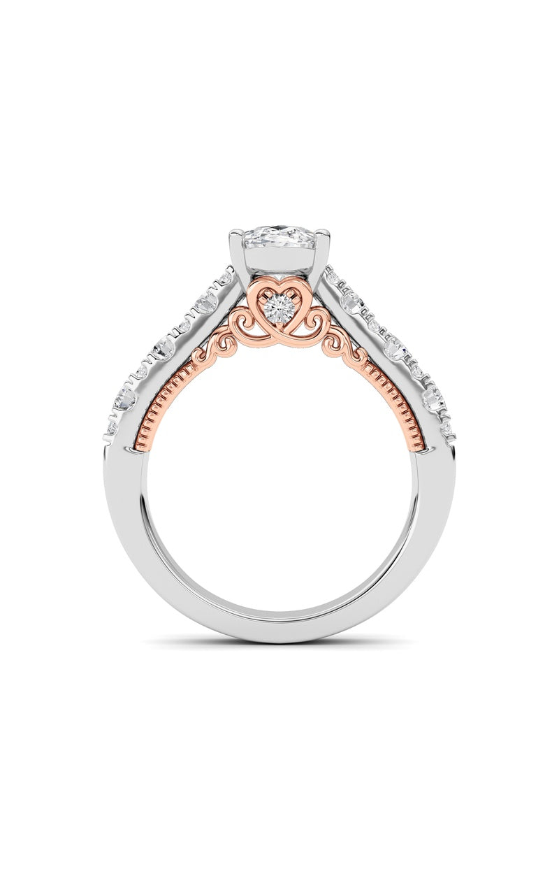 2CTW Oval Shaped Lab Grown Diamond (F/VS) Accented Milgrain Engagement Ring in 14K Gold, 14K White Gold|14K Rose Gold