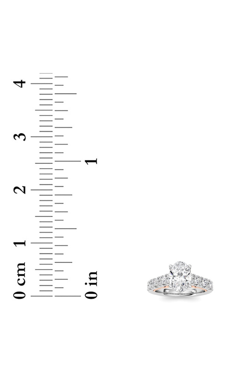 2CTW Oval Shaped Lab Grown Diamond (F/VS) Accented Milgrain Engagement Ring in 14K Gold