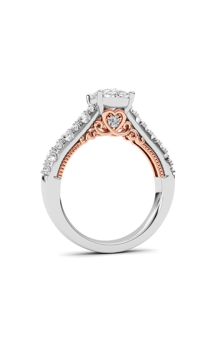 2CTW Oval Shaped Lab Grown Diamond (F/VS) Accented Milgrain Engagement Ring in 14K Gold