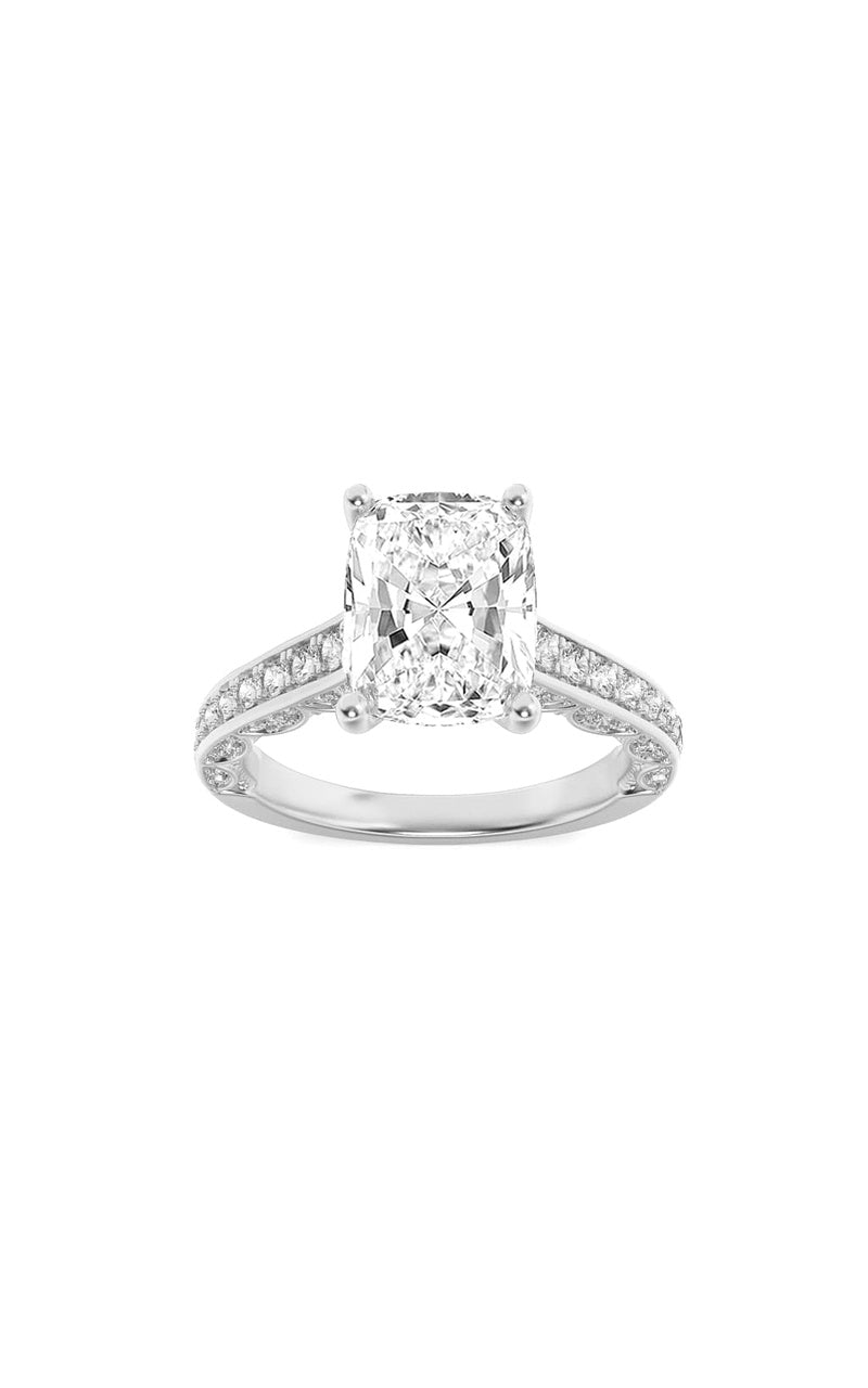 2.5Cttw Elongated Cushion Shaped Lab Grown Diamond(G/VS) Accented Engagement Ring in 14K Gold