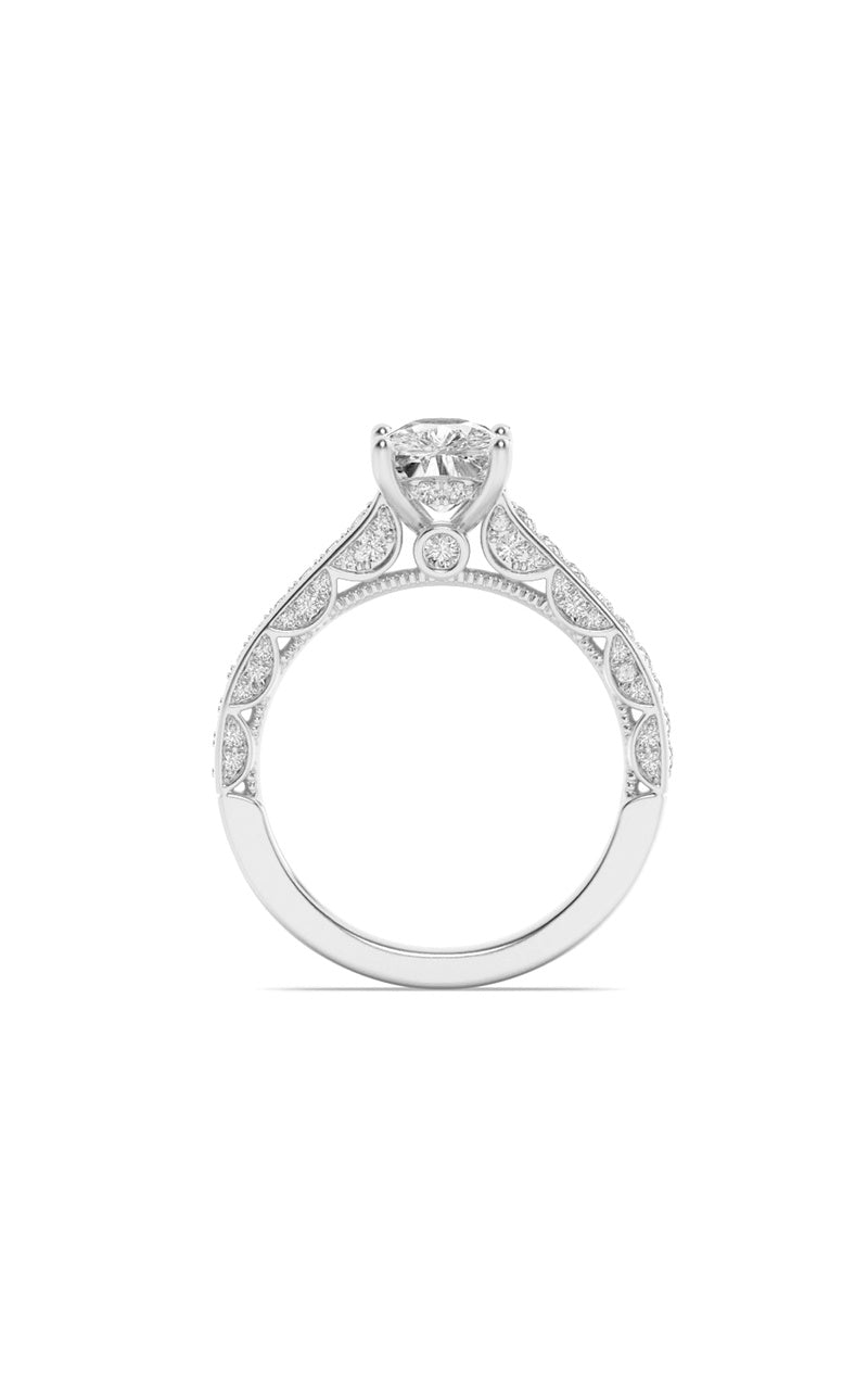 2.5CTW Elongated Cushion Shaped Lab Grown Diamond (G/VS) Accented Engagement Ring in 14K Gold, 14K White Gold