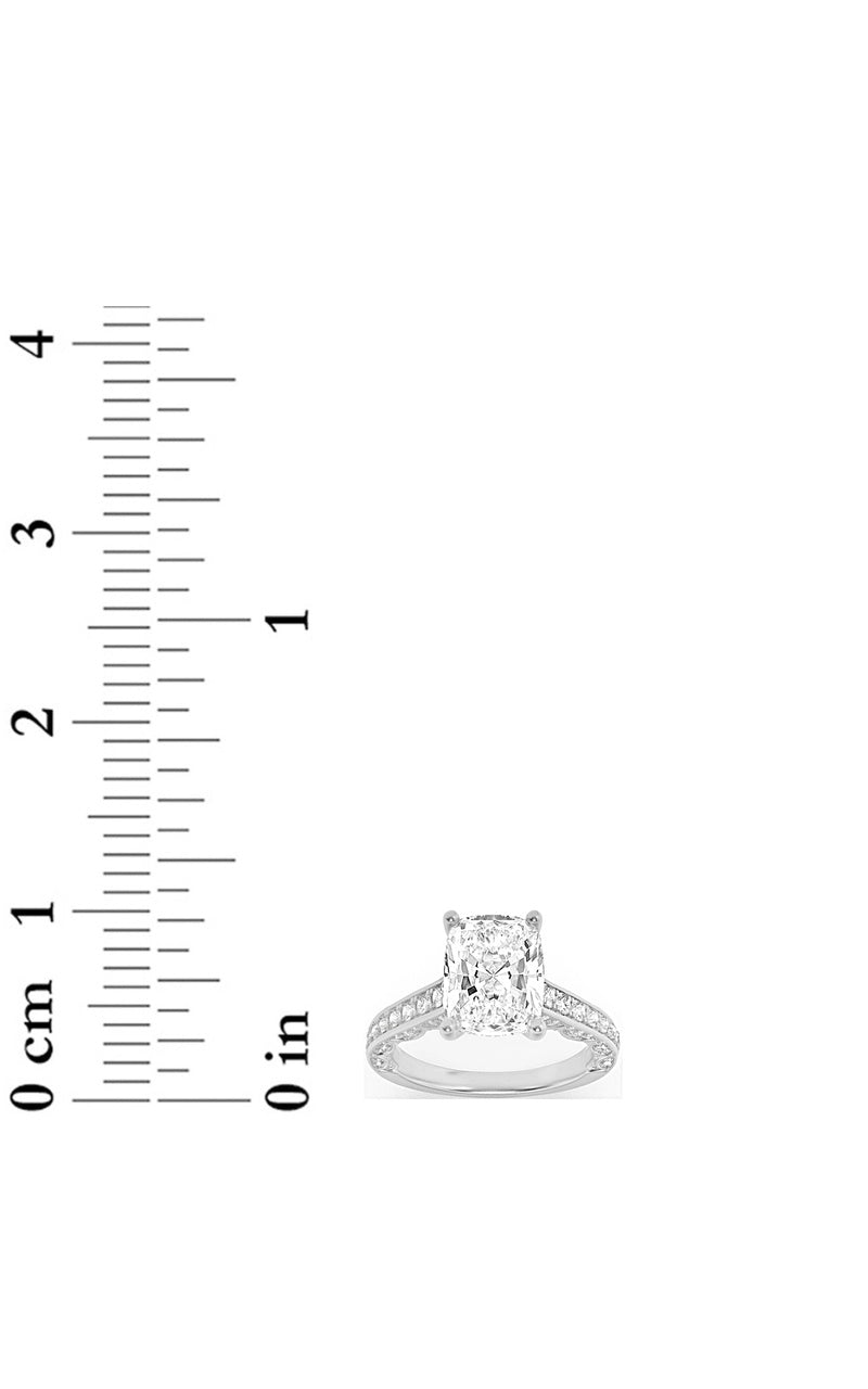 2.5CTW Elongated Cushion Shaped Lab Grown Diamond (G/VS) Accented Engagement Ring in 14K Gold, 14K White Gold