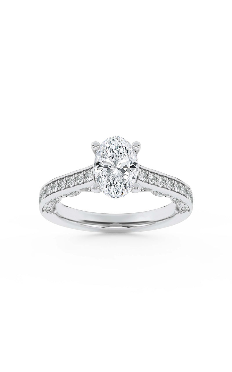 2Cttw Oval Shaped Lab Grown Diamond (F/VS) Accented Engagement Ring in 14K Gold