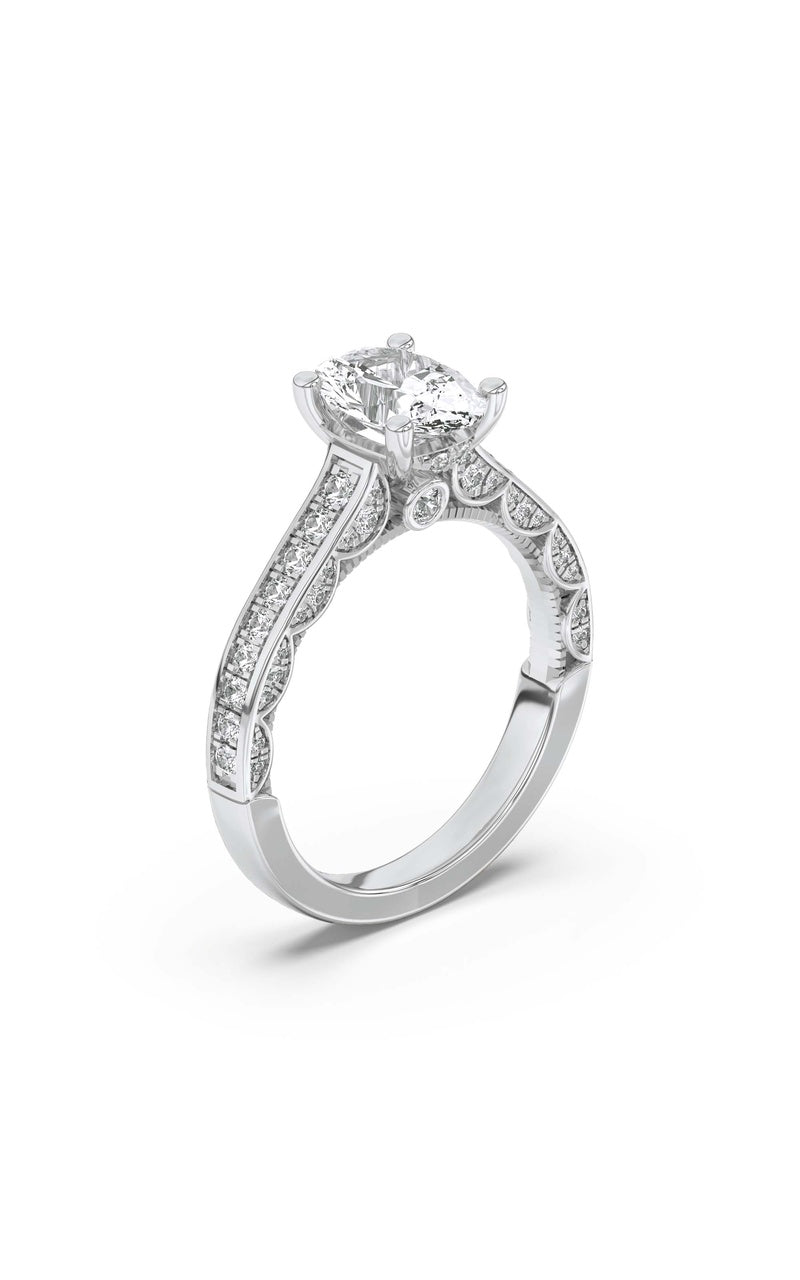 2Cttw Oval Shaped Lab Grown Diamond (F/VS) Accented Engagement Ring in 14K Gold