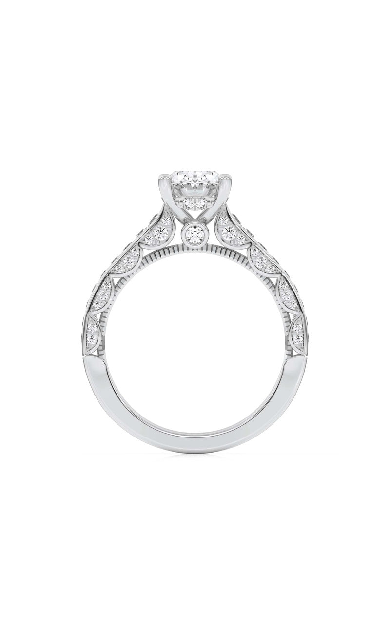2Cttw Oval Shaped Lab Grown Diamond (F/VS) Accented Engagement Ring in 14K Gold
