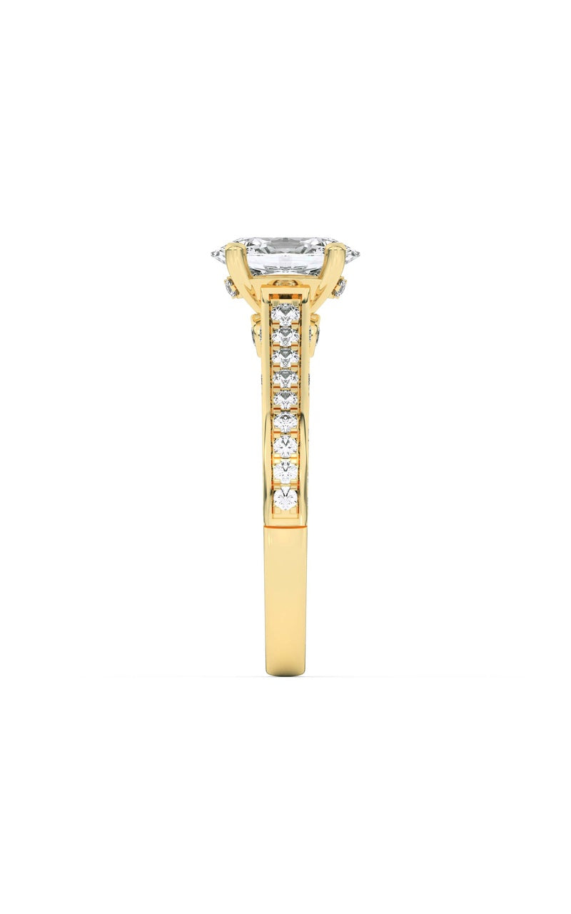 2Cttw Oval Shaped Lab Grown Diamond (F/VS) Accented Engagement Ring in 14K Gold