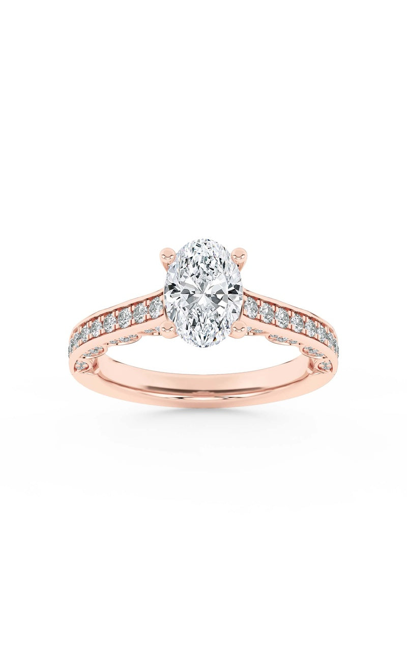 2Cttw Oval Shaped Lab Grown Diamond (F/VS) Accented Engagement Ring in 14K Gold