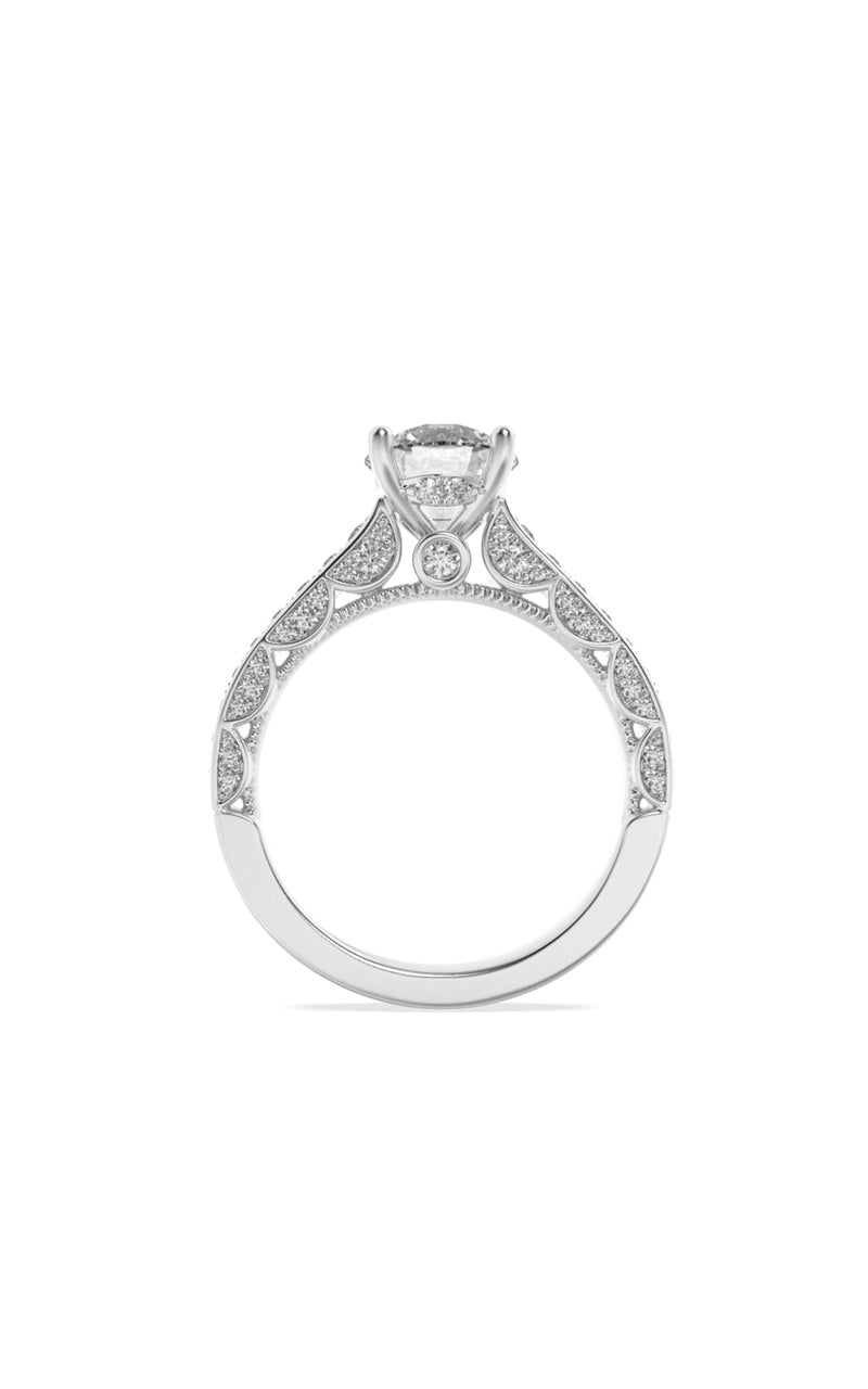 2Cttw Round Shaped Lab Grown Diamond (F/VS) Accented Engagement Ring in 14K Gold