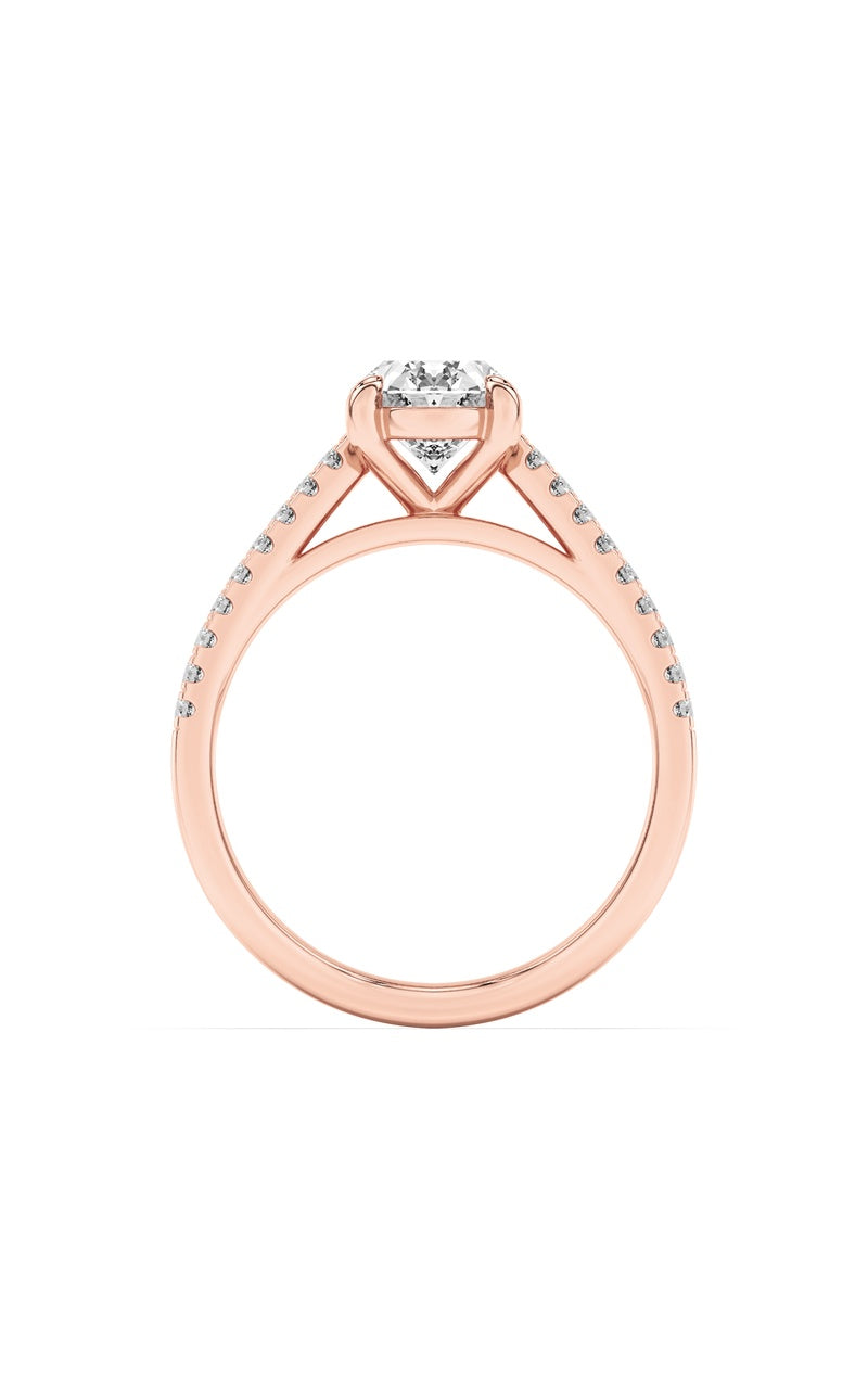 2CTW Oval Shaped Lab Grown Diamond (F/VS) Cross Shank Accented Engagement Ring in 14K Gold, 14K Rose Gold