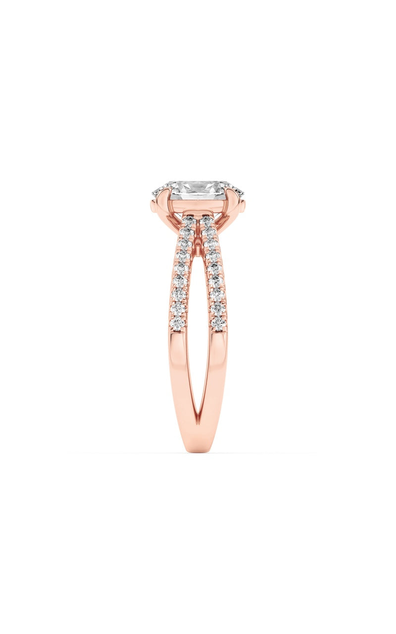 2CTW Oval Shaped Lab Grown Diamond (F/VS) Cross Shank Accented Engagement Ring in 14K Gold, 14K Rose Gold