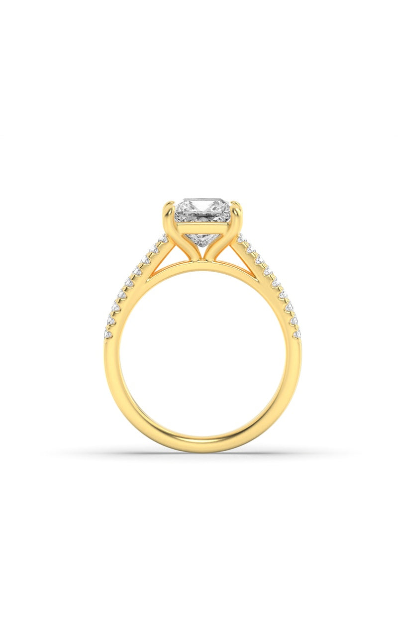 2Cttw Princess Shaped Lab Grown Diamond (F/VS) Cross Shank Accented Engagement Ring in 14K Gold