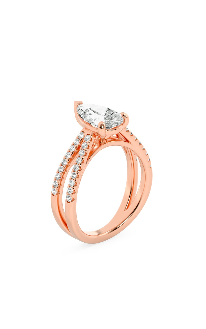 2Cttw Pear Shaped Lab Grown Diamond (F/VS) Cross Shank Accented Engagement Ring in 14K Gold