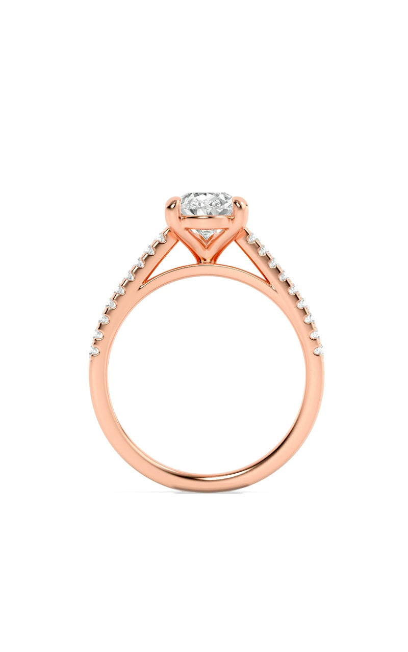 2Cttw Pear Shaped Lab Grown Diamond (F/VS) Cross Shank Accented Engagement Ring in 14K Gold