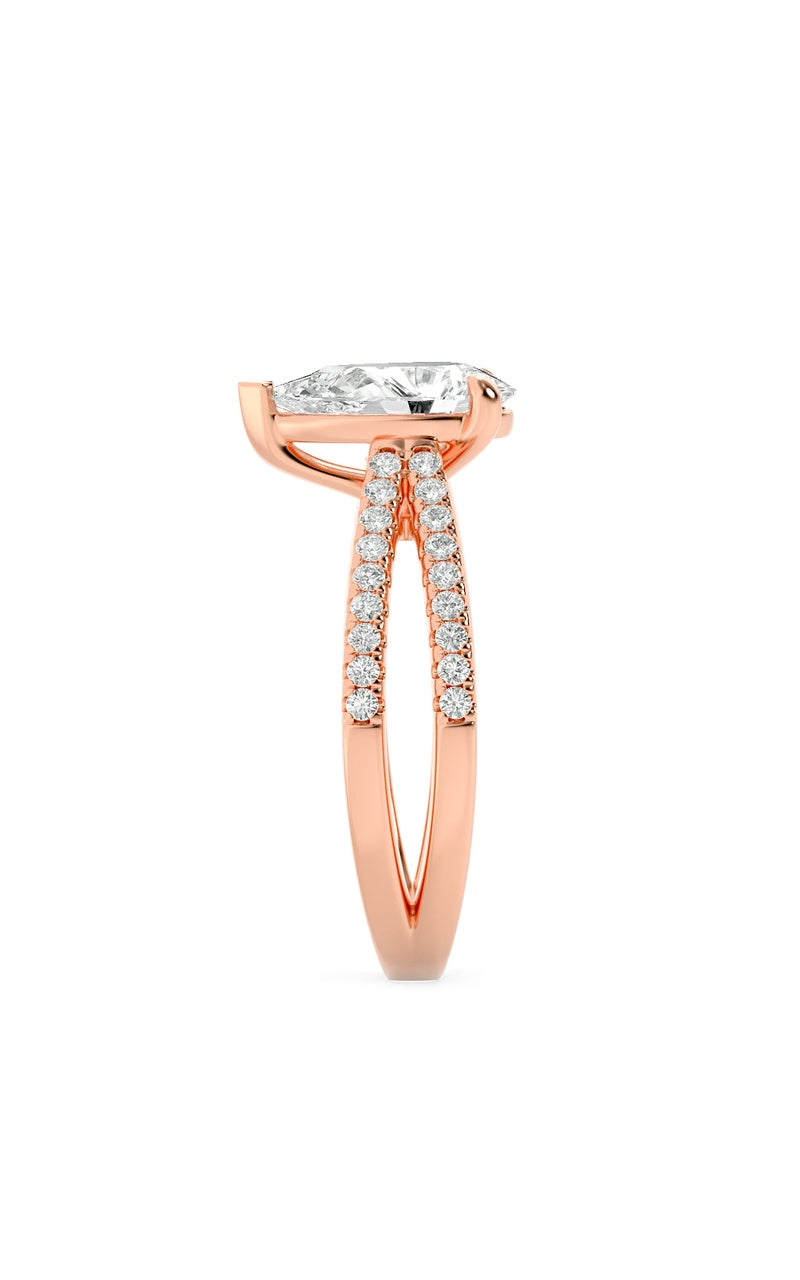 2Cttw Pear Shaped Lab Grown Diamond (F/VS) Cross Shank Accented Engagement Ring in 14K Gold
