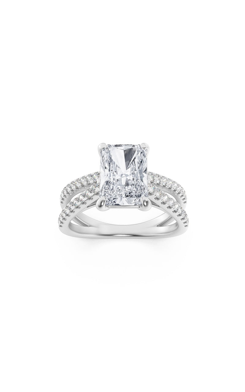 2CTW Radiant Shaped Lab Grown Diamond (F/VS) Engagement Ring in 14K Gold