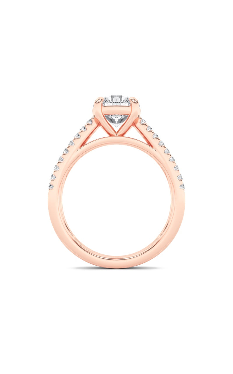 2CTW Round Shaped Lab Grown Diamond (F/VS) Cross Shank Accented Engagement Ring in 14K Gold