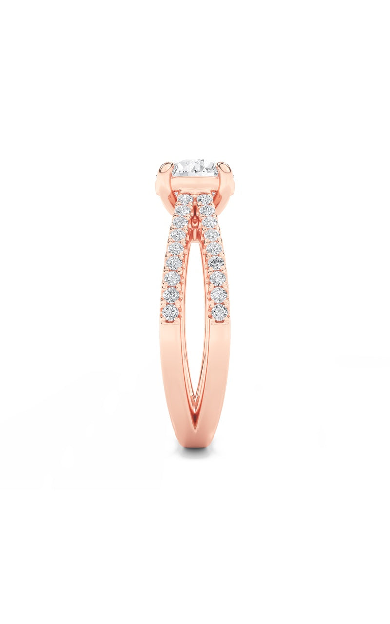 2Cttw Round Shaped Lab Grown Diamond (F/VS) CrossShank Accented Engagement Ring in 14K Gold
