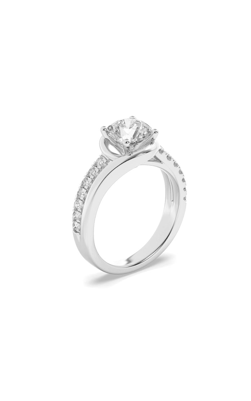 2Cttw Round Shaped Lab Grown Diamond (G/VS) SwirlShank Accented Engagement Ring in 14K Gold