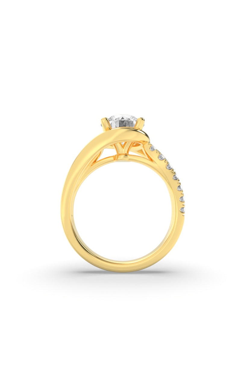 2CTW Round Shaped Lab Grown Diamond (G/VS) Swirl Shank Accented Engagement Ring in 14K Gold