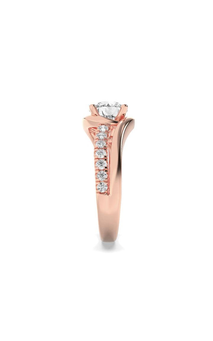 2CTW Round Shaped Lab Grown Diamond (G/VS) Swirl Shank Accented Engagement Ring in 14K Gold