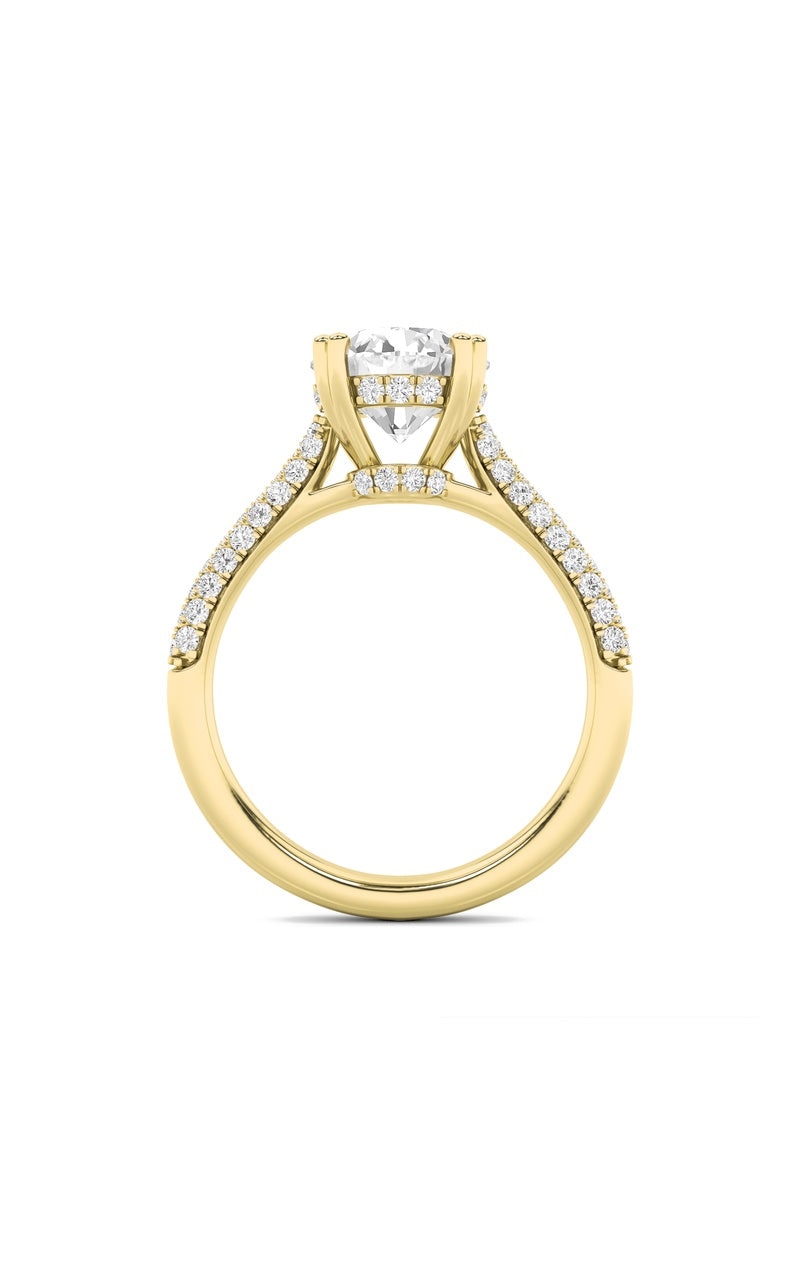 3Cttw Round Shaped Lab Grown Diamond (F/VS) TripleRow Accented Engagement Ring in 14K Gold