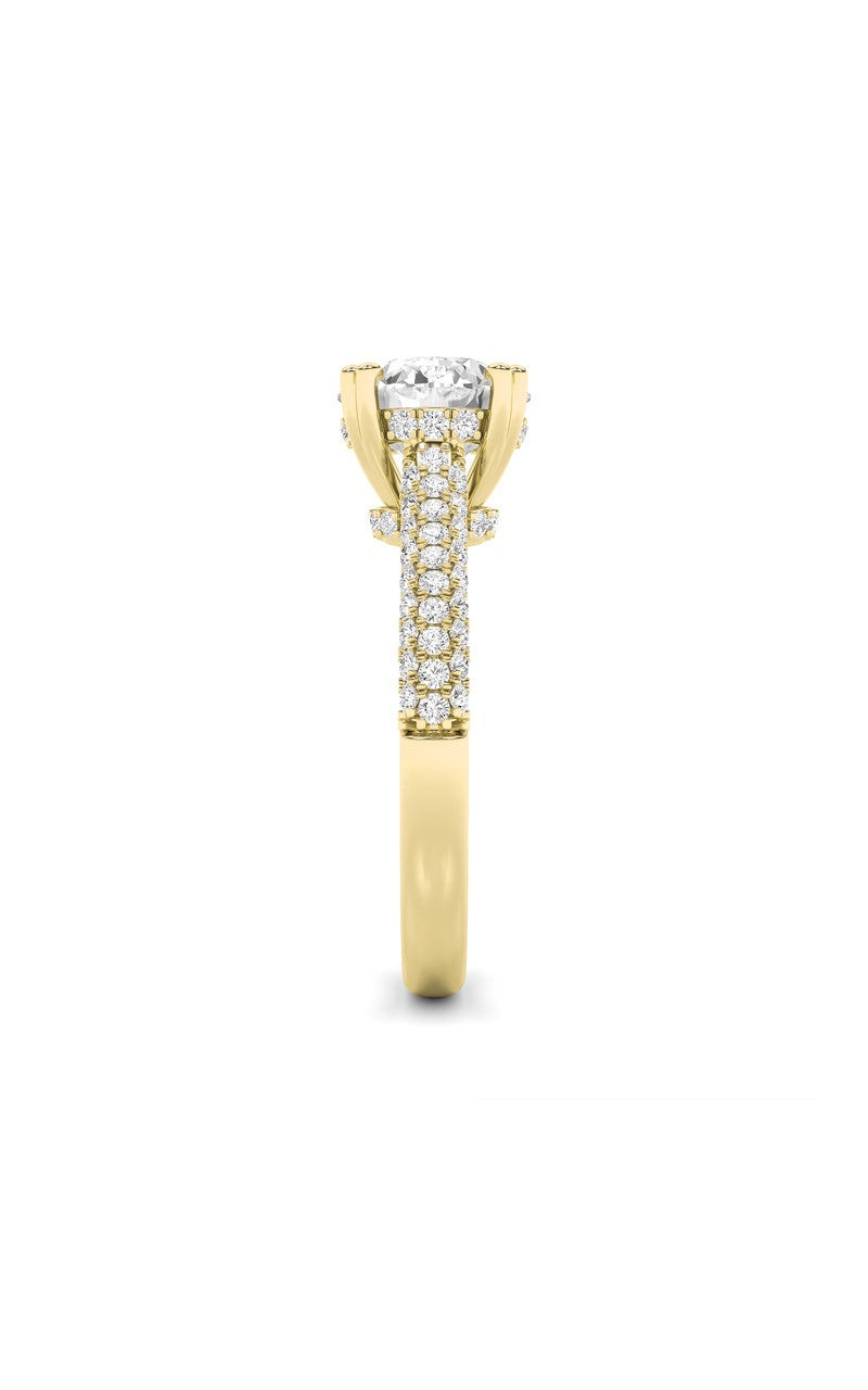 3Cttw Round Shaped Lab Grown Diamond (F/VS) TripleRow Accented Engagement Ring in 14K Gold