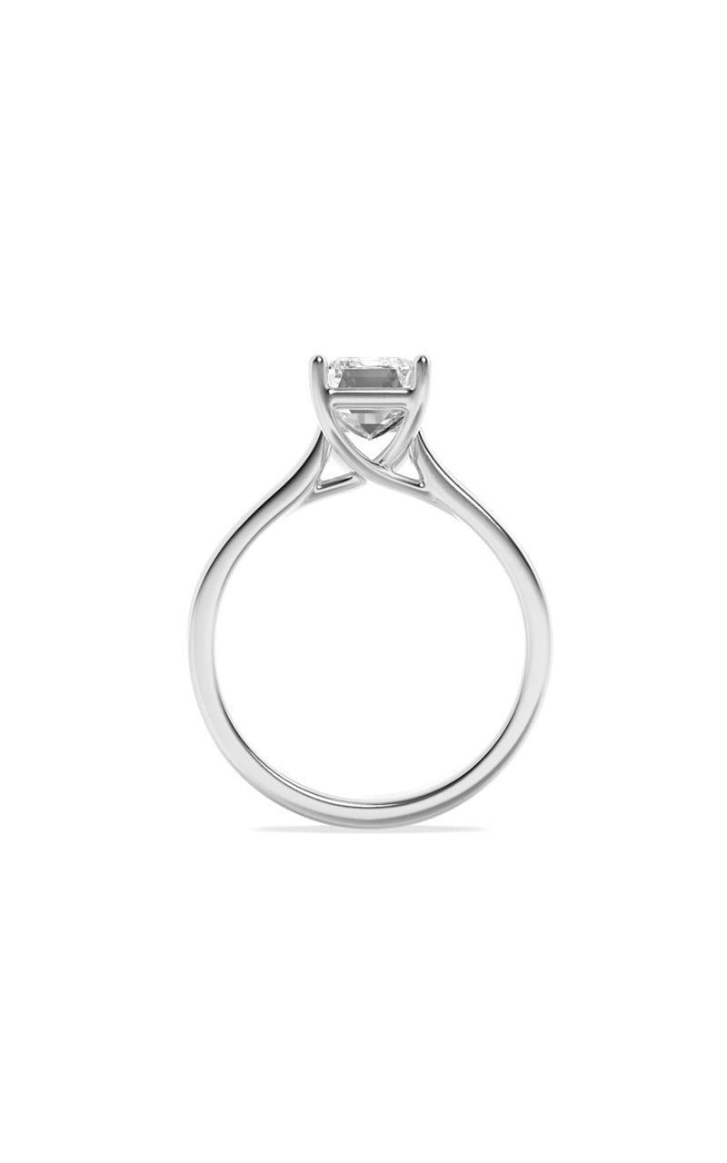 2CTW Emerald Shaped Lab Grown Diamond (F/VS) Plain Cathedral Trellis Shank Solitaire Engagement Ring in 14K Gold