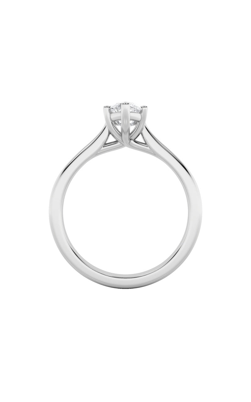 1Cttw Marquise Shaped Lab Grown Diamond (F/VS) Plain Cathedral Trellis Shank Solitaire Engagement Ring in 14K Gold