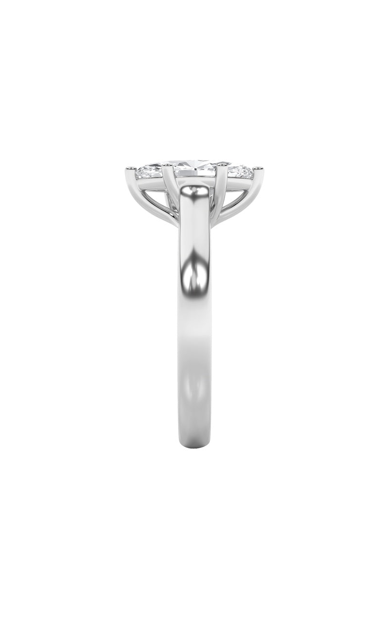 1CTW Marquise Shaped Lab Grown Diamond (F/VS) Plain Cathedral Trellis Shank Solitaire Engagement Ring in 14K Gold