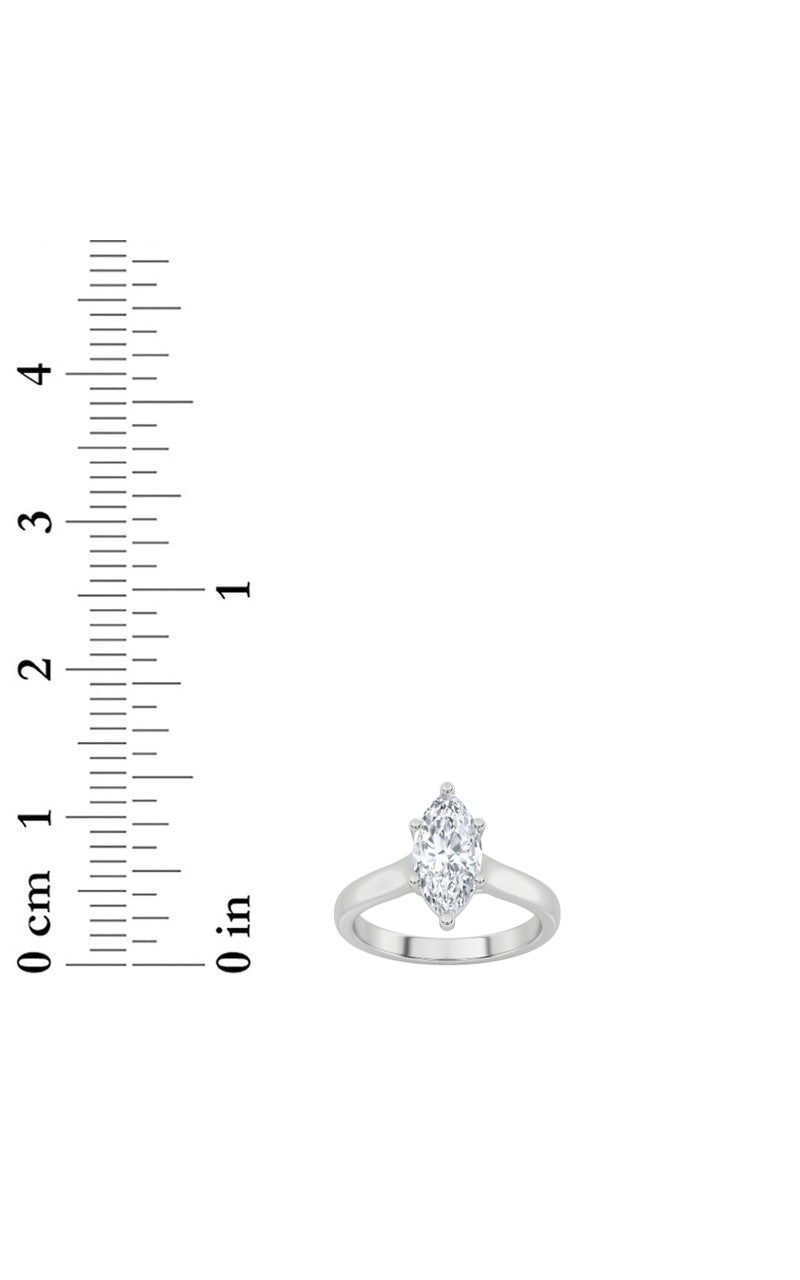 1CTW Marquise Shaped Lab Grown Diamond (F/VS) Plain Cathedral Trellis Shank Solitaire Engagement Ring in 14K Gold