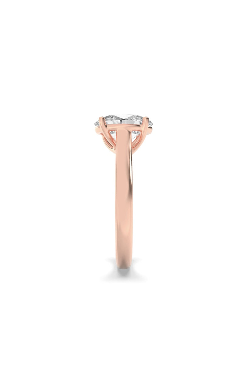 1CTW Oval Shaped Lab Grown Diamond (F/VS) Plain Cathedral Trellis Shank Solitaire Engagement Ring in 14K Gold