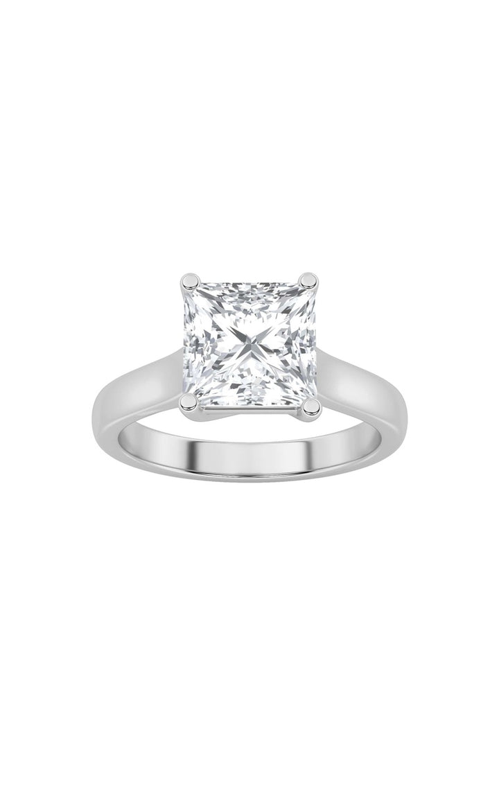 2Cttw Princess Shaped Lab Grown Diamond (F/VS) Plain Cathedral Trellis Shank Solitaire Engagement Ring in 14K Gold