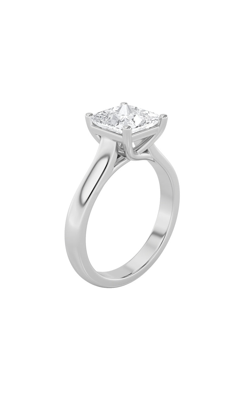 2Cttw Princess Shaped Lab Grown Diamond (F/VS) Plain Cathedral Trellis Shank Solitaire Engagement Ring in 14K Gold