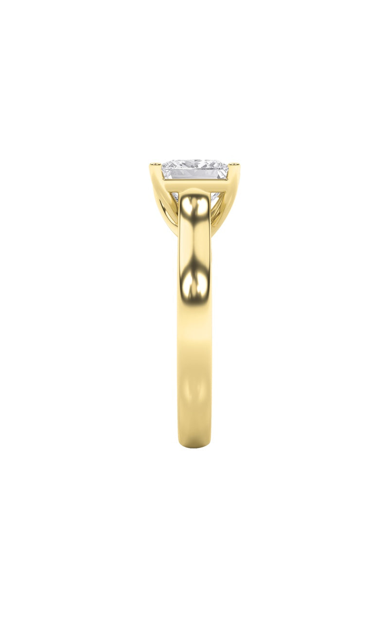 3Cttw Princess Shaped Lab Grown Diamond (F/VS) Plain Cathedral Trellis Shank Solitaire Engagement Ring in 14K Gold