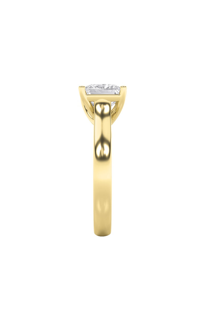 3Cttw Princess Shaped Lab Grown Diamond (F/VS) Plain Cathedral Trellis Shank Solitaire Engagement Ring in 14K Gold