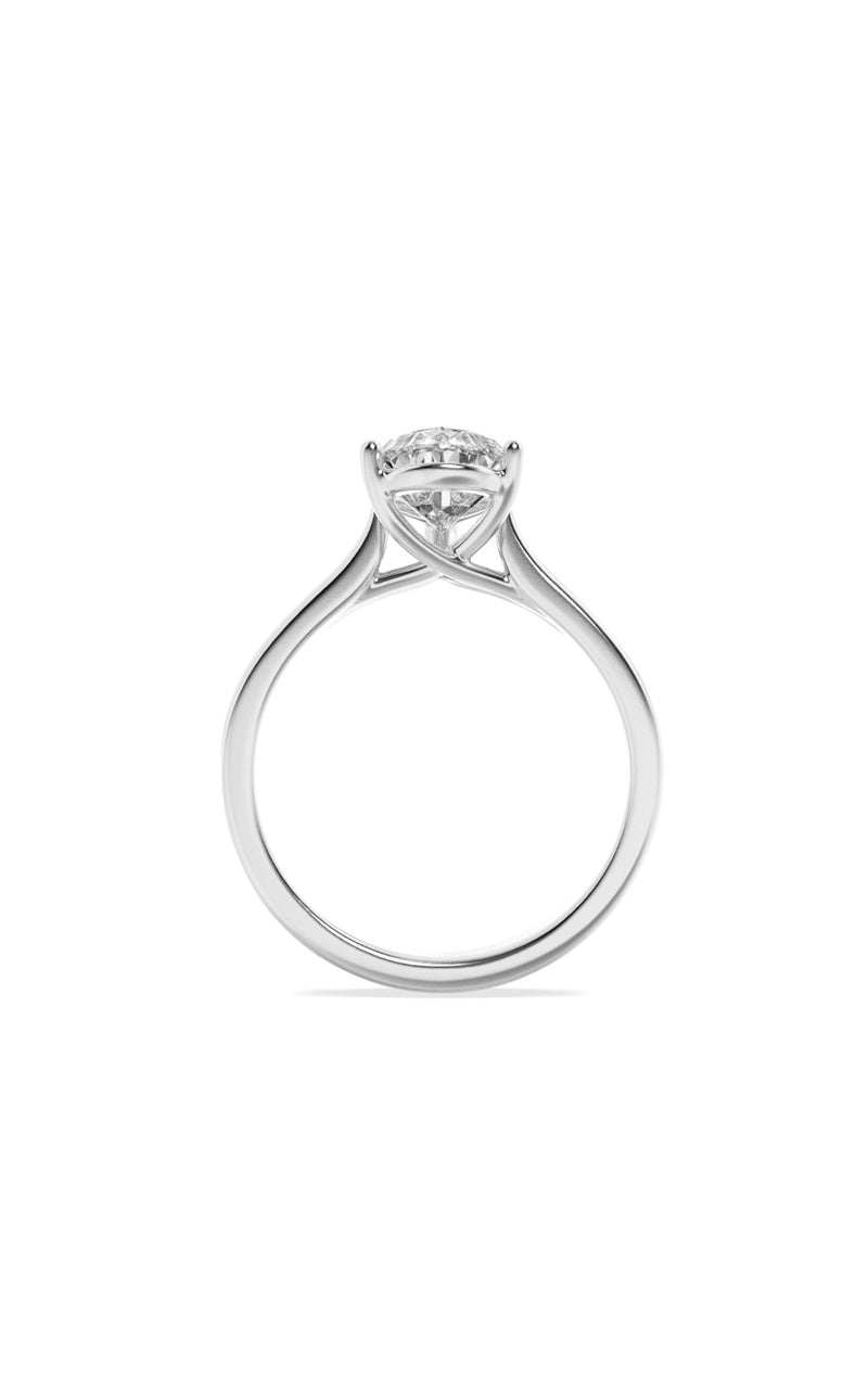 1CTW Pear Shaped Lab Grown Diamond (F/VS) Plain Cathedral Trellis Shank Solitaire Engagement Ring in 14K Gold